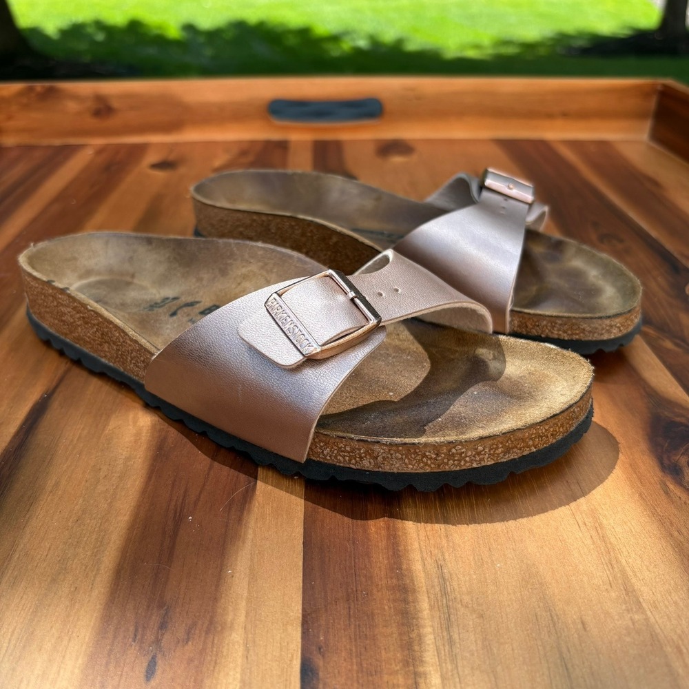 Birkenstock Madrid Big Buckle Sandals Womens EU 37 US 6 Metallic Brown Copper